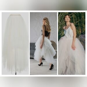 BCBGMaxAzria Asymmetrical White Tulle Skirt